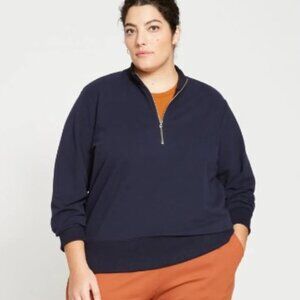 UNIVERSAL Standard Zoe Half Zip Funnel Neck Pullover Blue